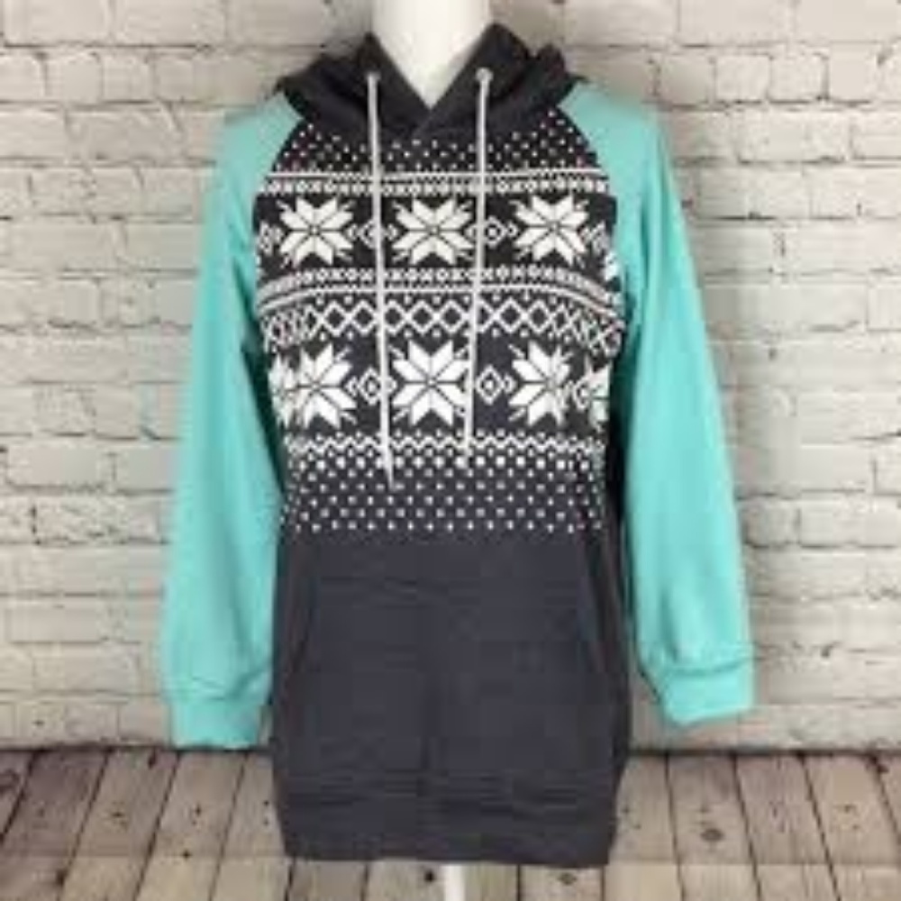Cute Teal & Grey Sweatshirt with Snowflake Design